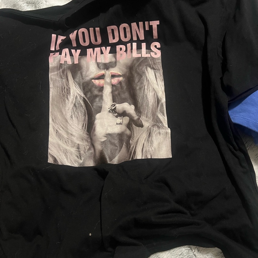Black Graphic Tee with Pink Text